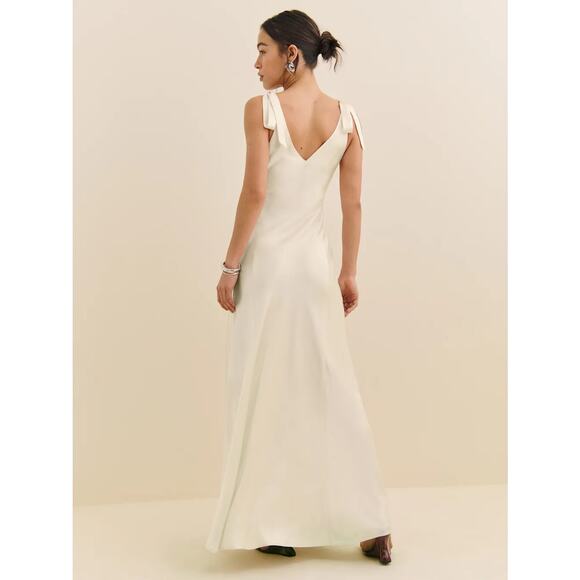 Reformation Pernille Silk Dress Ivory Bridal Silk - Picture 4 of 12